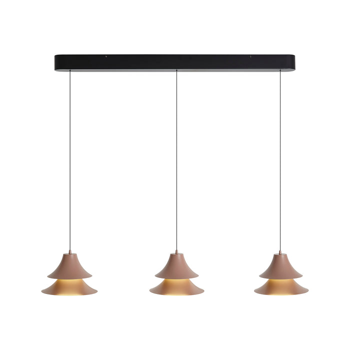 QAZQA Hanglamp zwart met mokka incl. LED 3-staps dimbaar 3-lichts