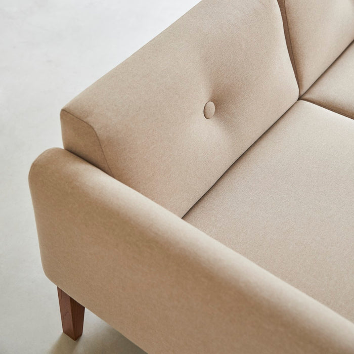 Tikamoon - Bank in massief eiken en ecru stof, 2-zit