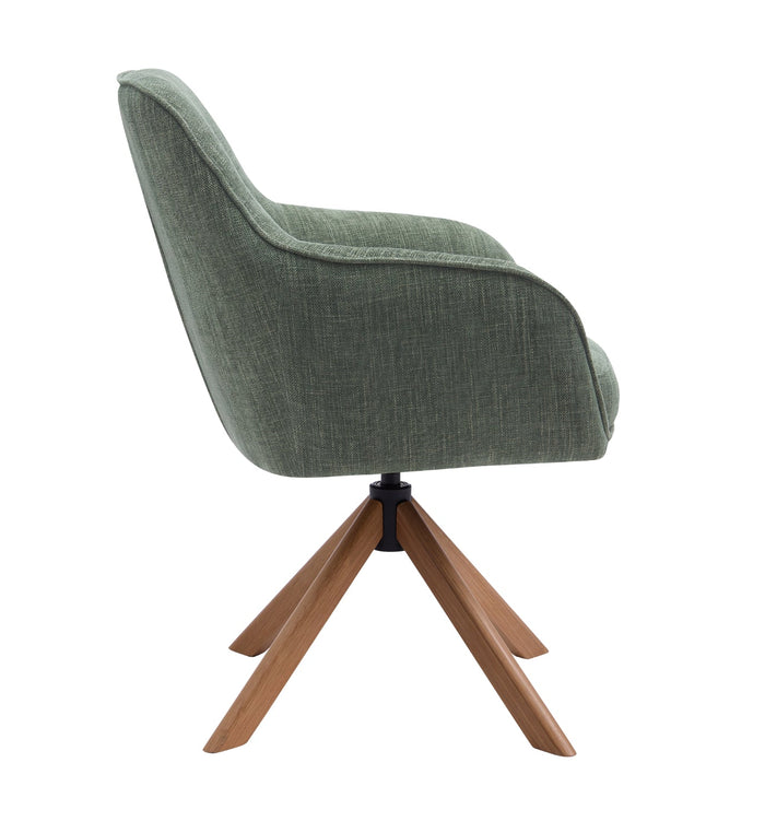 Morwen Eetkamerstoel - Set van 2 - Groen met houten poot