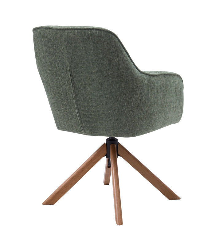 Morwen Eetkamerstoel - Set van 2 - Groen met houten poot