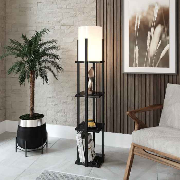 Calicosy - NORA Lamp met 3 vierkante - H135 cm - Zwart