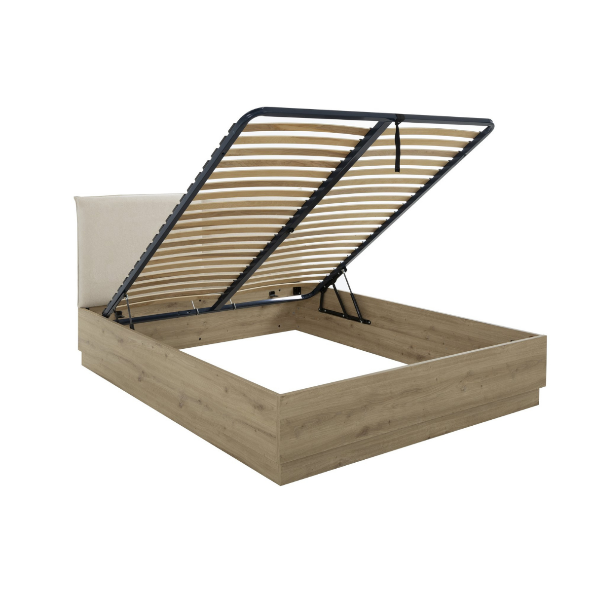 Calicosy - TIDY Opbergbed met hoofdbord  - H101 cm - Licht hout