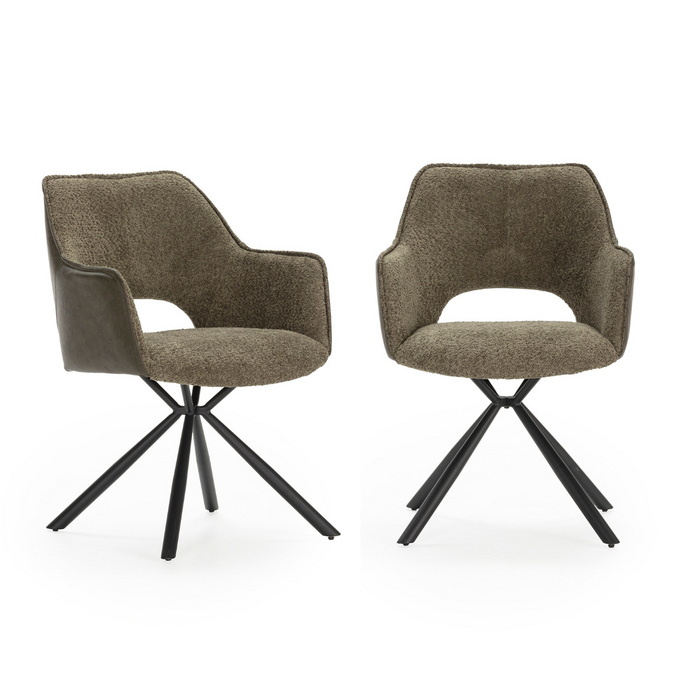 Calicosy - MARIEL Set van 2 Eetkamerstoelen - H47 cm - Groen