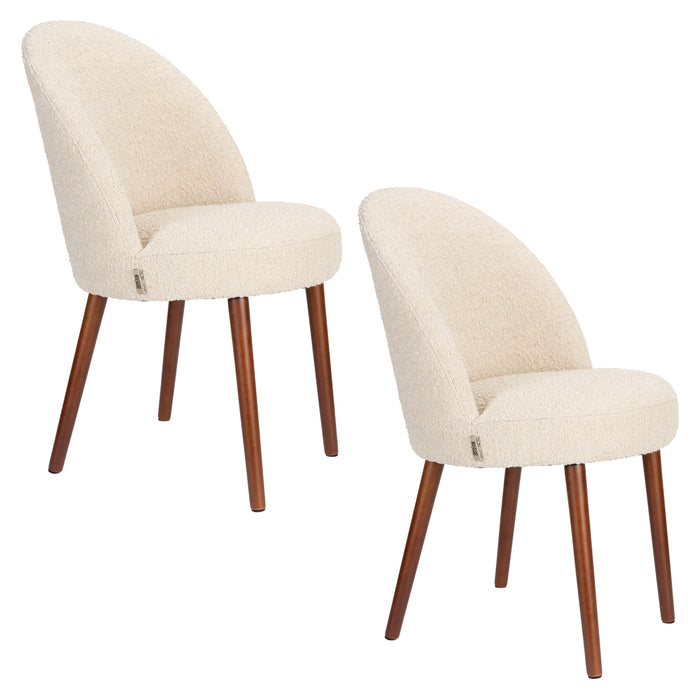 Dutchbone Barbara Eetkamerstoelen  Bouclé Beige - Set van 2