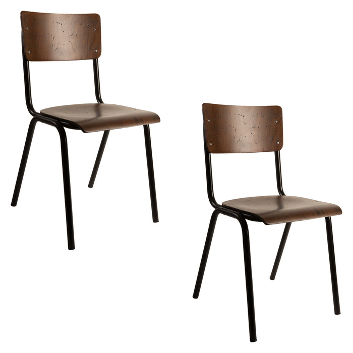 Dutchbone Scuola Eetkamerstoelen  - Set van 4 - Bruin