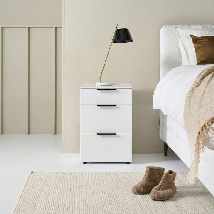 Nachtkastje Elda - Wit - Spaanplaat - 41x61x41cm (BxHxD)