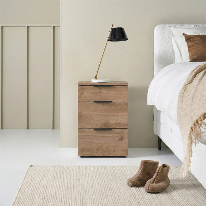 Nachtkastje Elda - Hout - Eiken - MDF - 41x61x41cm (BxHxD)