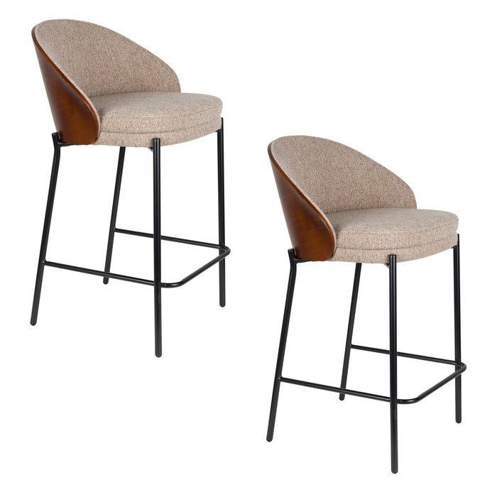 Dutchbone Rodin Counter| Barkrukken met Rugleuning Beige - Set van 2