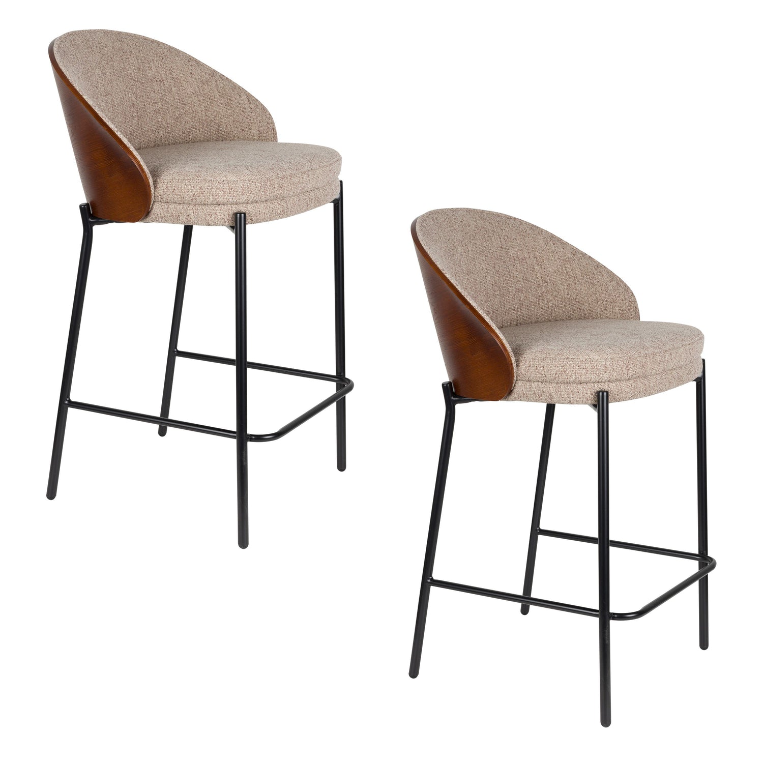 Dutchbone Rodin Counter| Barkrukken met Rugleuning Beige - Set van 2