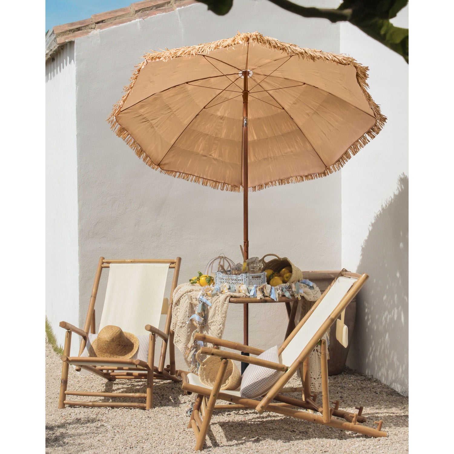 Beliani - CIVETTA - Tuinparasol - Naturel - 175 cm - Polyester