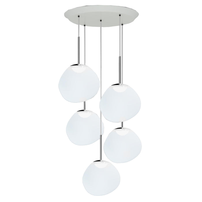 Melt Mini cluster 5 hanglamp LED Ø73 opaal|zilver