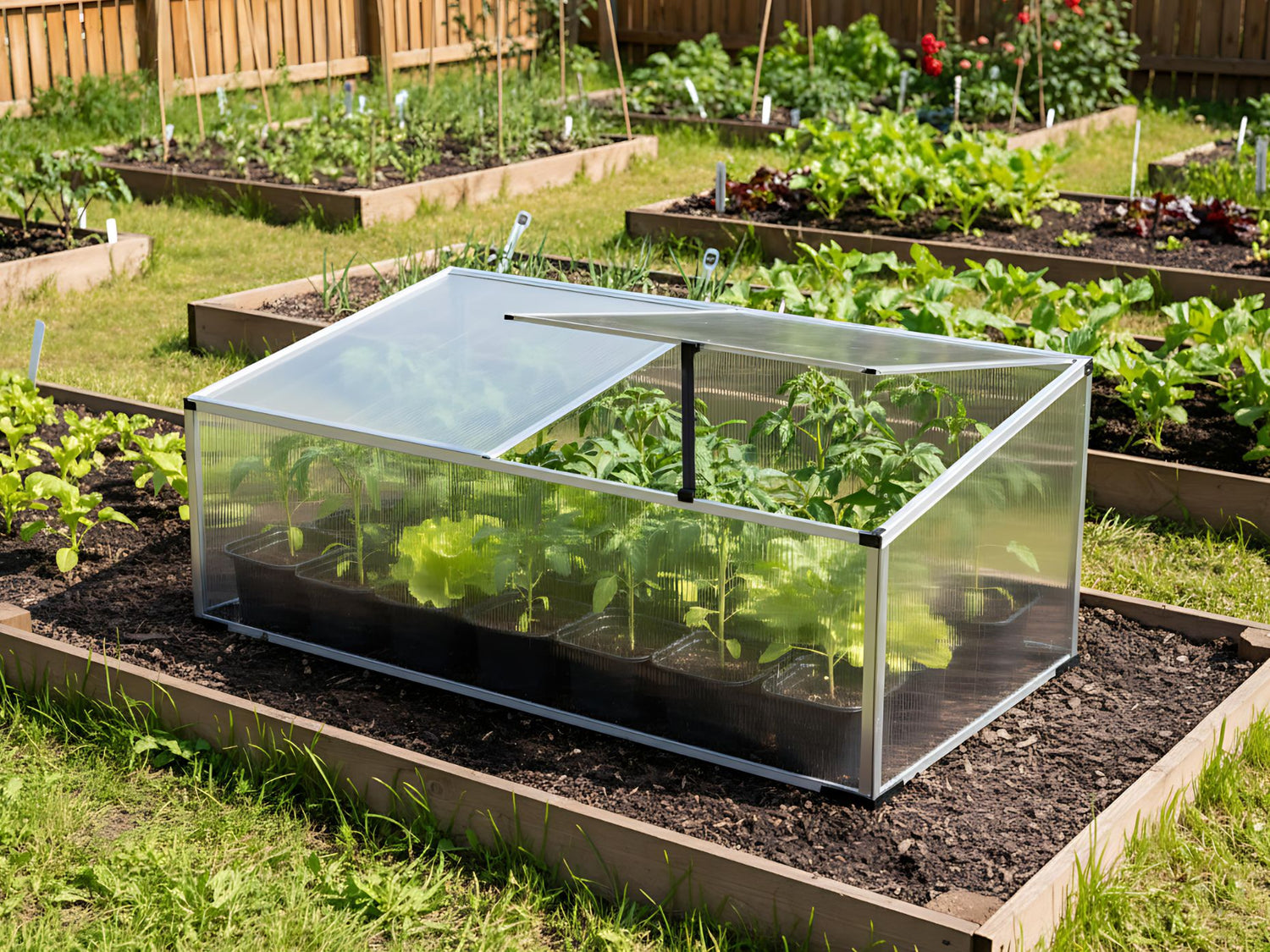 Beliani - SERIFOS - Tuinkas - Zilver - 41 cm - Polycarbonaat