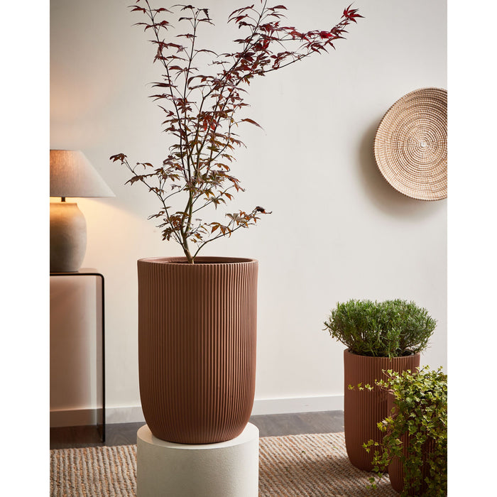 Beliani - EANTIO - Bloempot - 37 x 37 x 56 cm - Bruin - Kleivezels