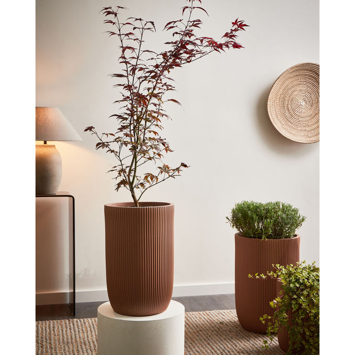 Beliani - EANTIO - Bloempot - 30 x 30 x 49 cm - Bruin - Kleivezels