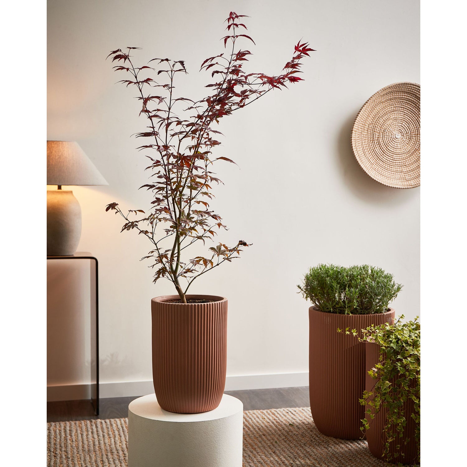 Beliani - EANTIO - Bloempot - 25 x 25 x 38 cm - Bruin - Kleivezels