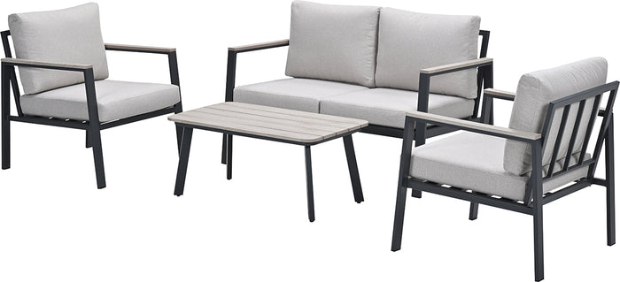 Ricca aluminium loungeset - carbon black - desert sand