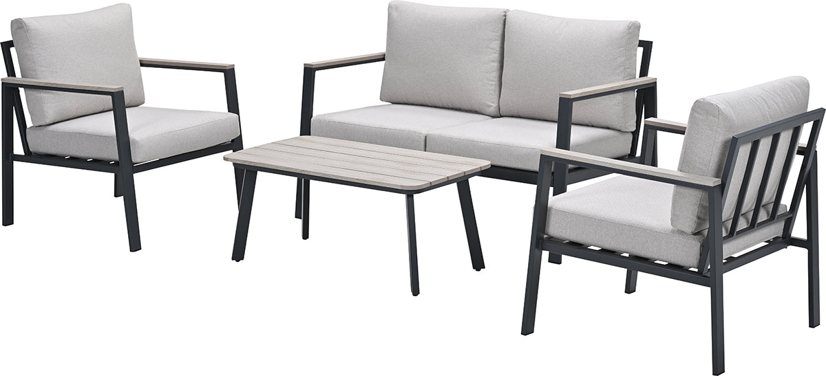 Ricca aluminium loungeset - carbon black - desert sand
