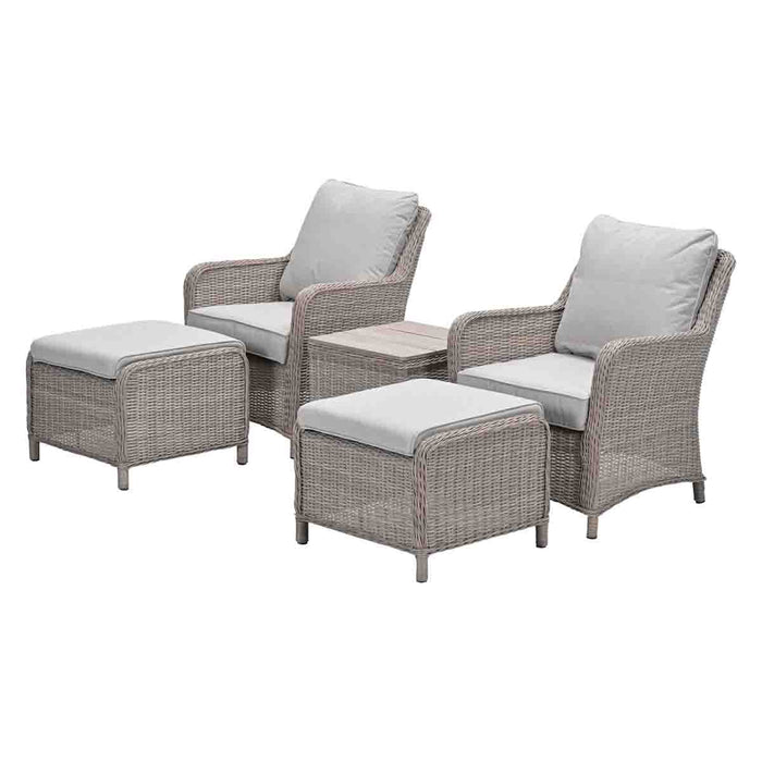 Jersey wicker balkonset met voetenbank - vintage willow