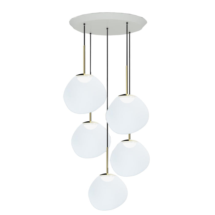 Melt Mini cluster 5 hanglamp LED Ø73 opaal|goud