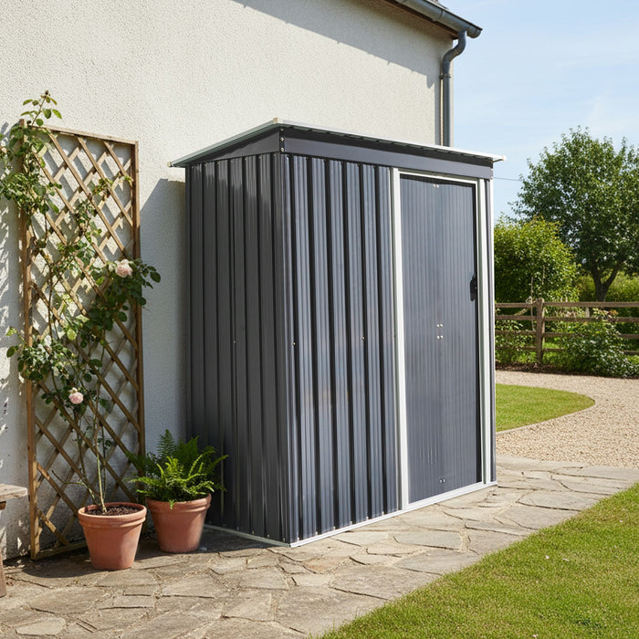 Beliani - AISONE - Tuinschuurtje - Grafietgrijs - Staal