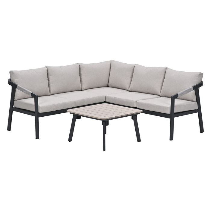 Terni aluminium lounge hoekset - carbon black - desert sand