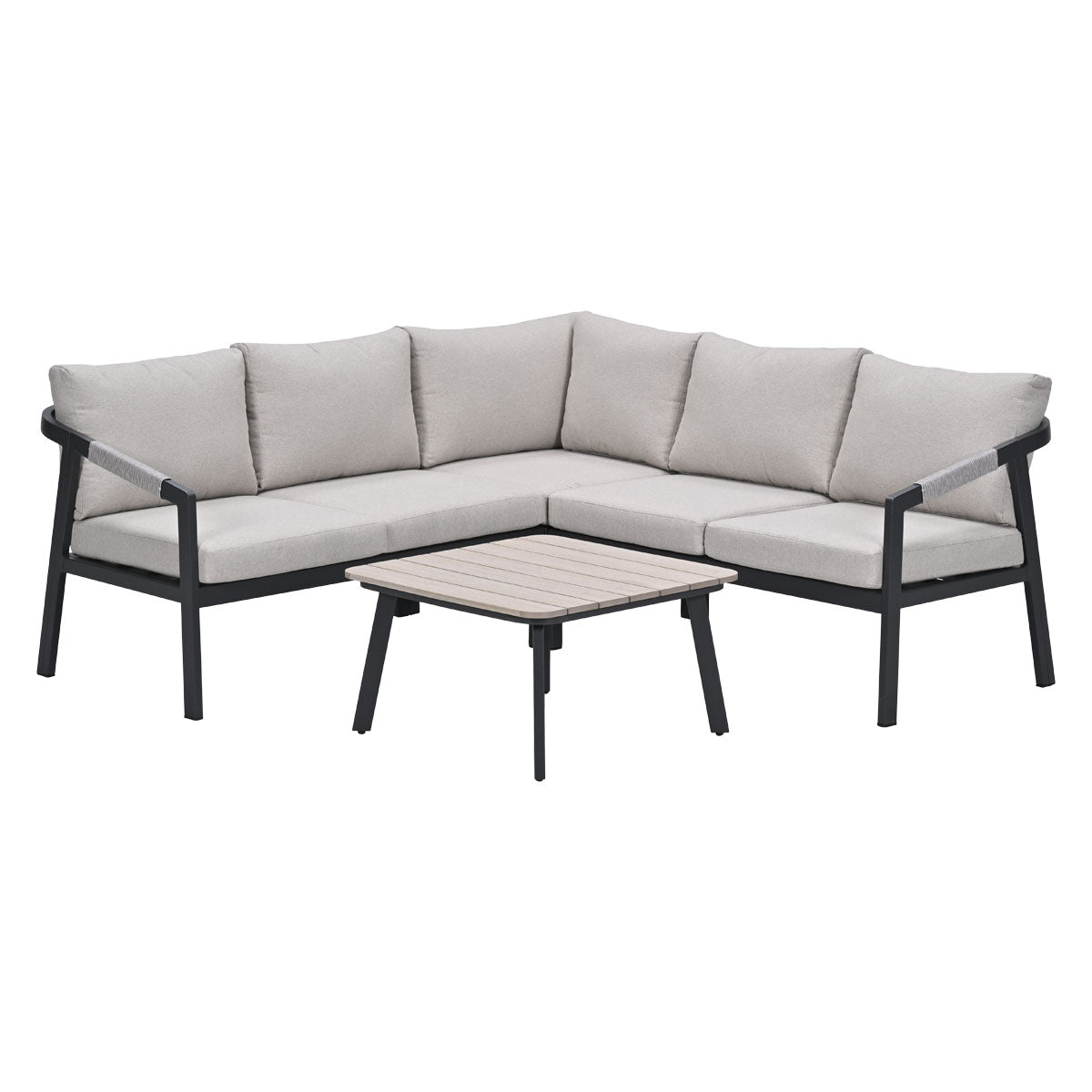 Terni aluminium lounge hoekset - carbon black - desert sand