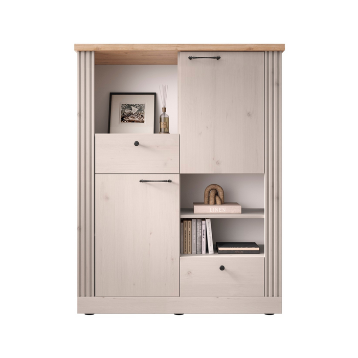 Calicosy - COUNTRY Hoge dressoir met 2 deuren - H160 cm - Wit