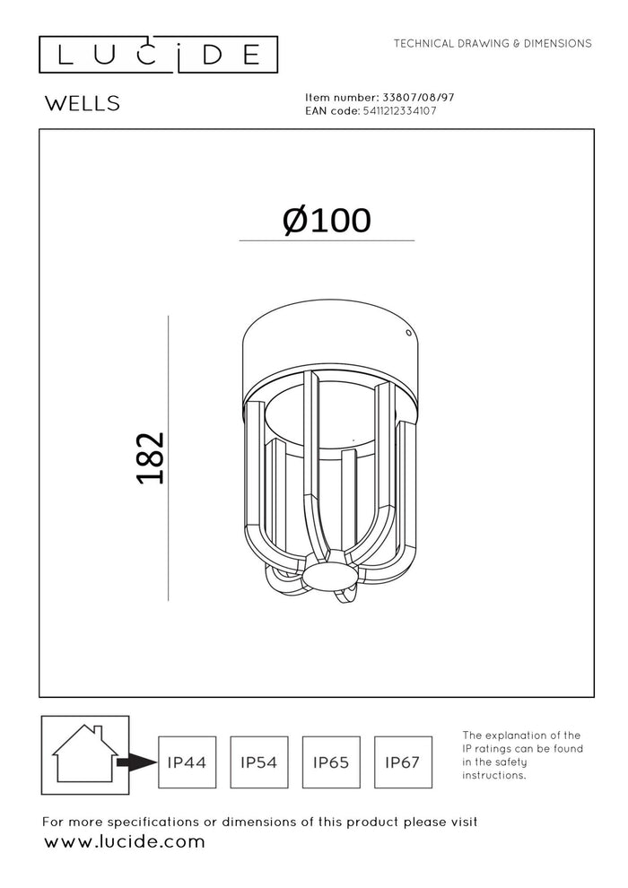 Lucide WELLS Plafonnière - Roest bruin