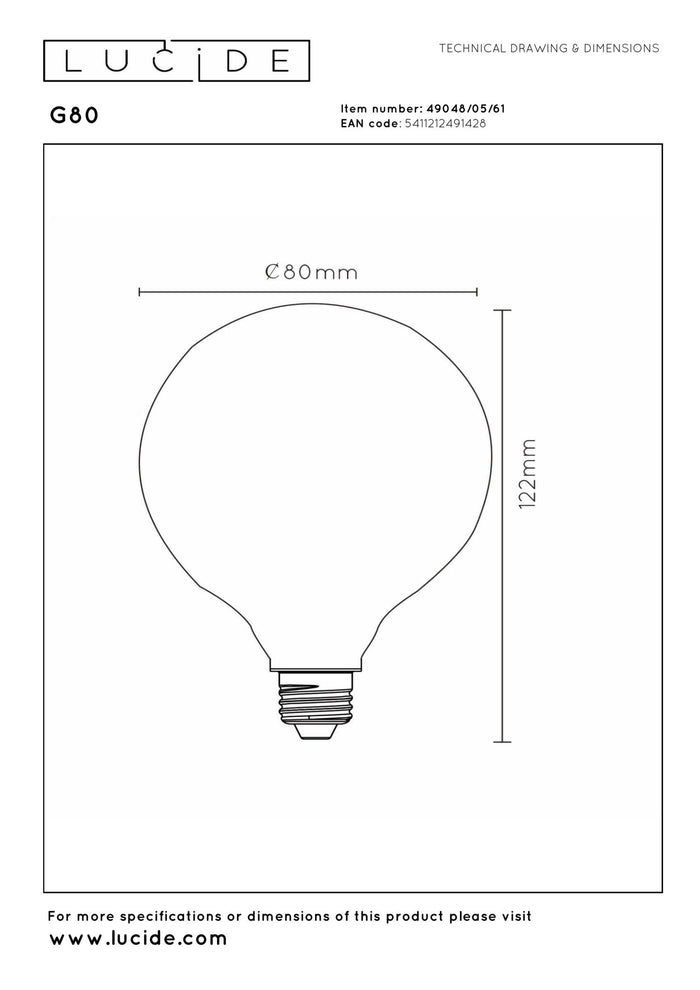 Lucide G80 Filament lamp - Opaal (set van 4)