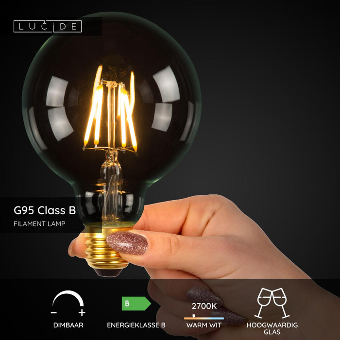 Lucide G95 Class B Filament lamp - Transparant (set van 2)
