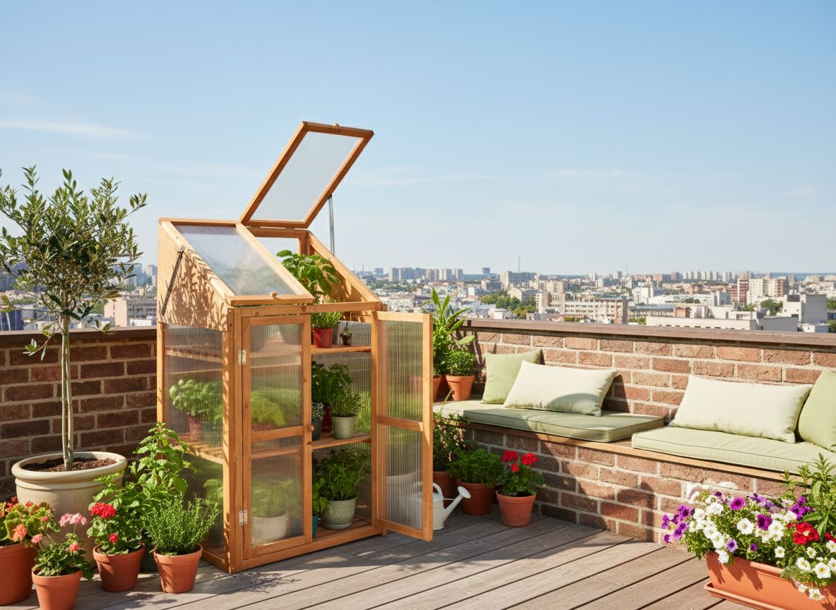 Beliani - VOLVERA - Balkonkas - Lichtbruin - Dennenhout