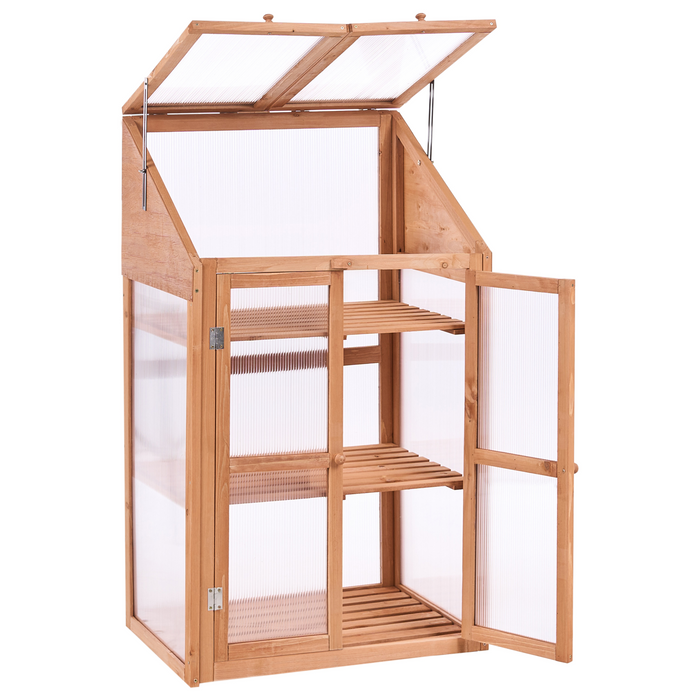 Beliani - VOLVERA - Balkonkas - Lichtbruin - Dennenhout