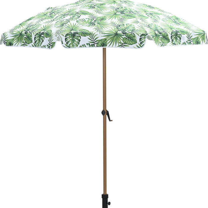 Aloha – stokparasol Ø200 cm – light teak look – palm green