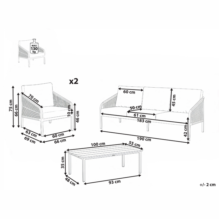 Beliani - MURATO - Loungeset 5-zits - Beige - Aluminium