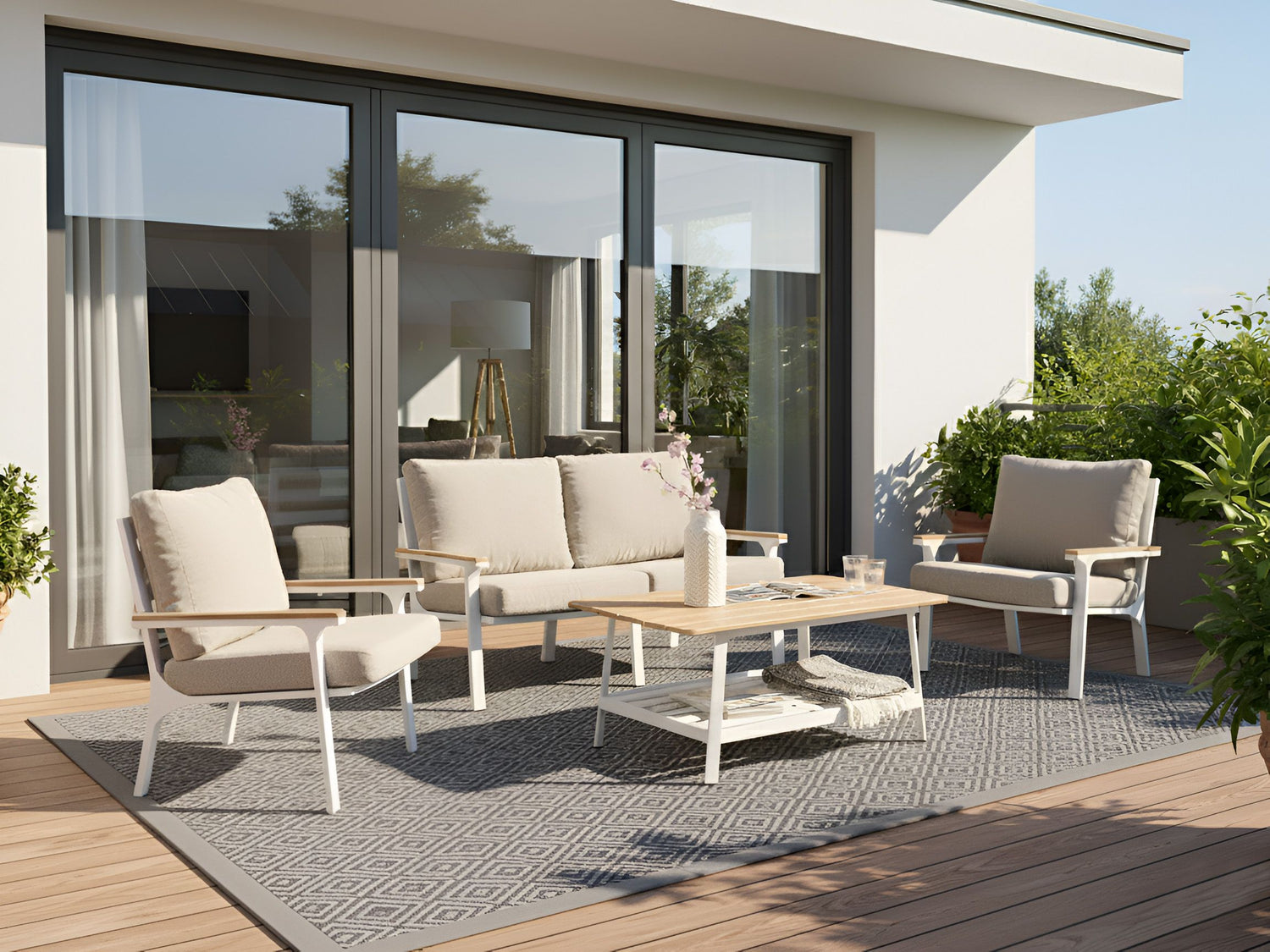 Beliani - ORERO - Loungeset 4-zits - Taupe - Aluminium