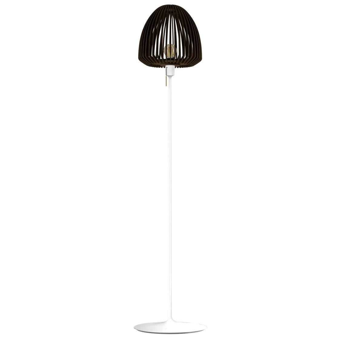 Umage Clava Wood vloerlamp wit onderstel, donker eiken