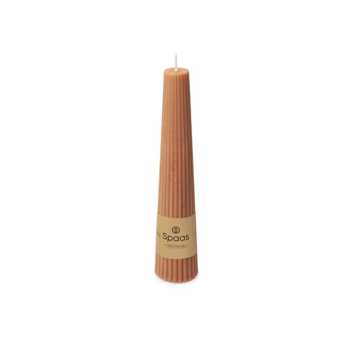 Spaas Geribde Obelisk Dinerkaars - Beige - 25u - Ø4.7cm - Set van 6