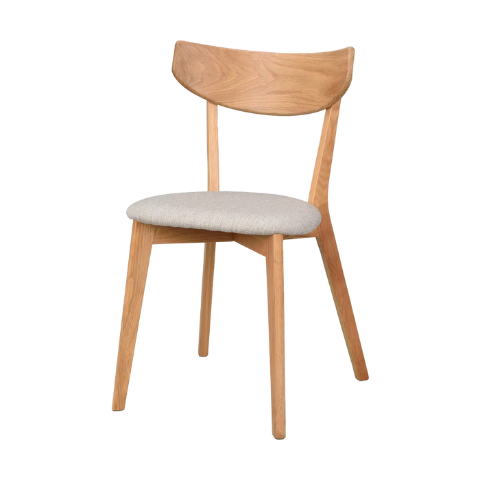 Rowico Home Ami Houten Eetkamerstoel Naturel Eiken - Grijs Zitkussen