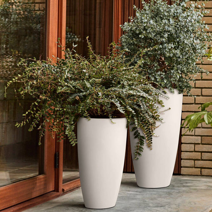 Elho June Round High 40 - Linnen wit -  Ø 39 x H 70 cm - Binnen en Buiten - 100% gerecycled