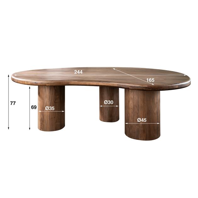 Hoyz Collection - Eetkamertafel Sculpture - Massief Acacia Drift Brown