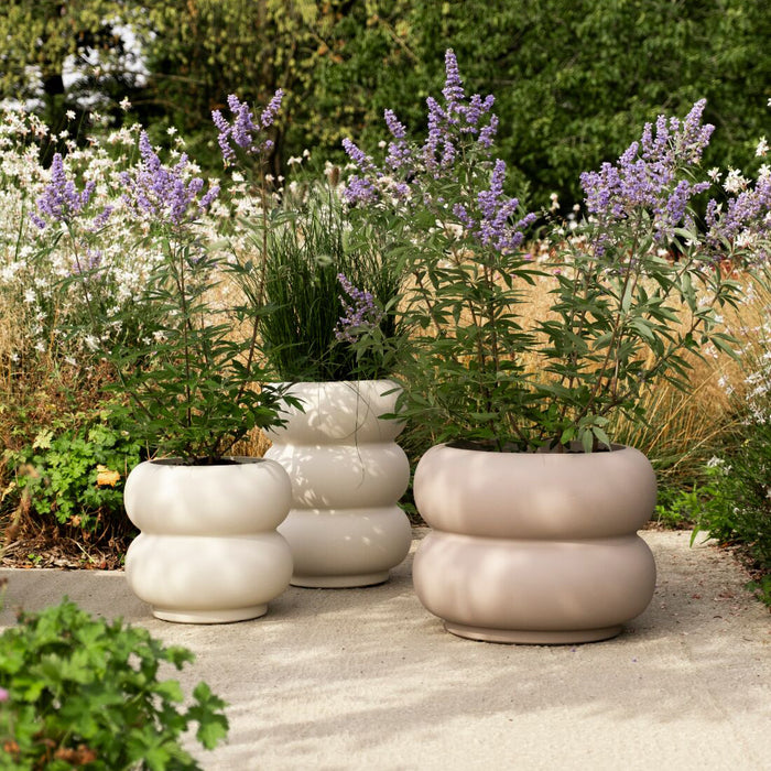 Elho Amber Roll Low 60 - Balanced beige - Ø 60 x H 46 cm - Binnen en Buiten - 100% gerecycled kunststof