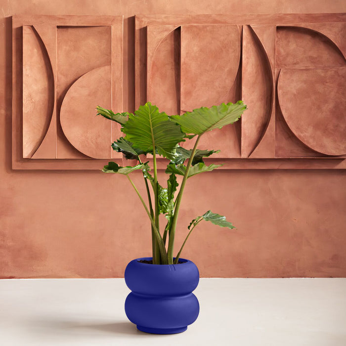 Elho Amber Roll Low 43 - Royal blue - Ø 43 x H 40 cm - Binnen en Buiten - 100% gerecycled kunststof