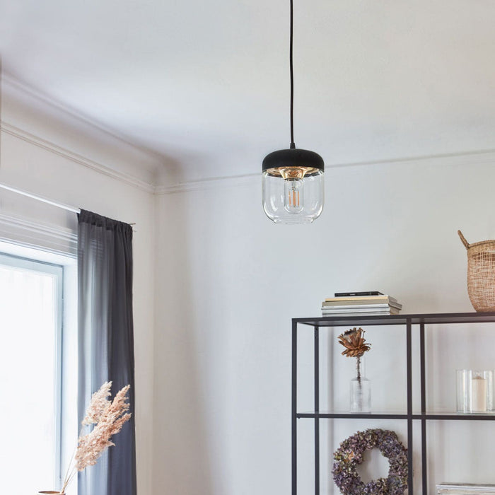 Umage Acorn hanglamp zwart met brass - met koordset zwart - Ø 14 cm