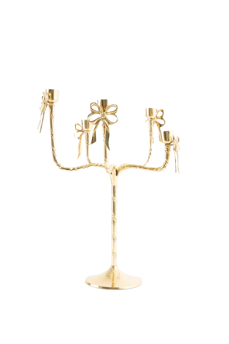 Sissy-Boy Goudkleurige kandelaar met strikjes