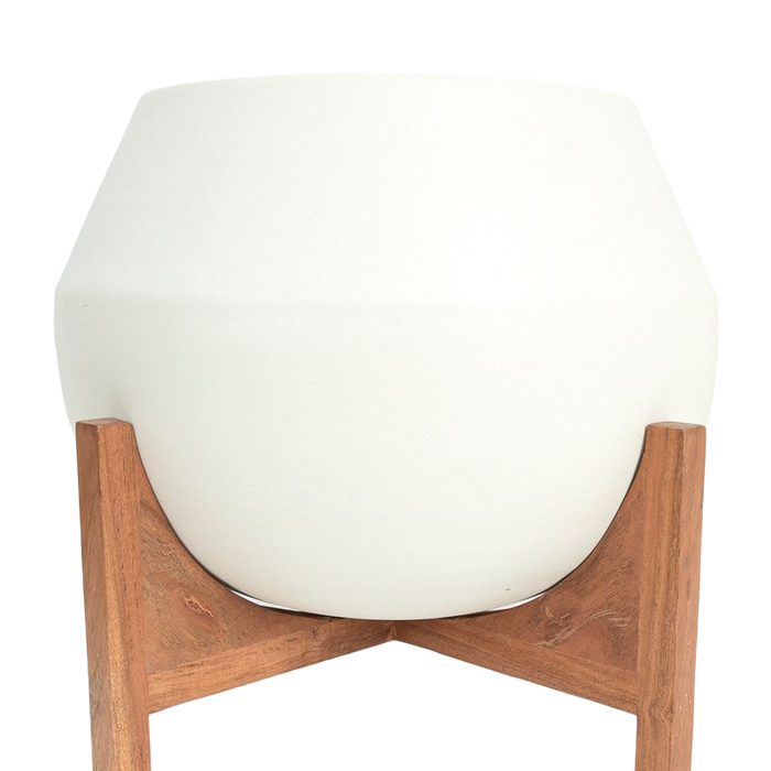 Sissy-Boy Witte plantenpot met houten standaard