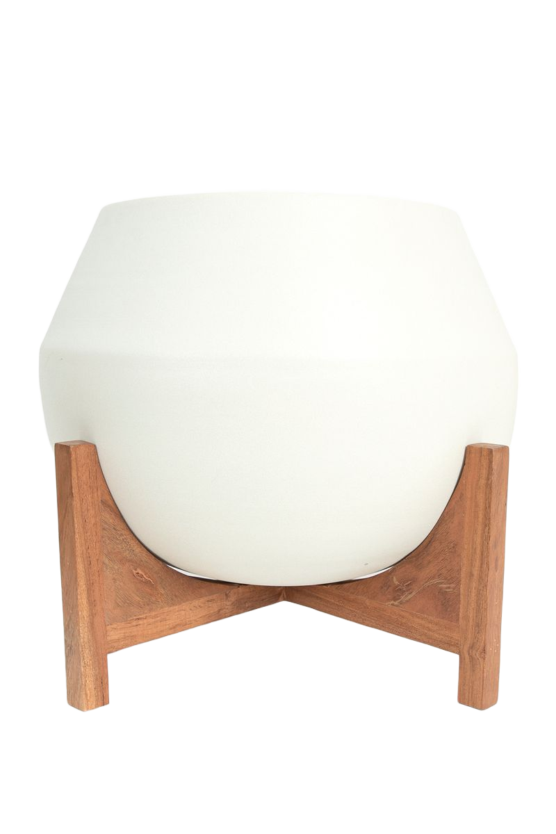 Sissy-Boy Witte plantenpot met houten standaard