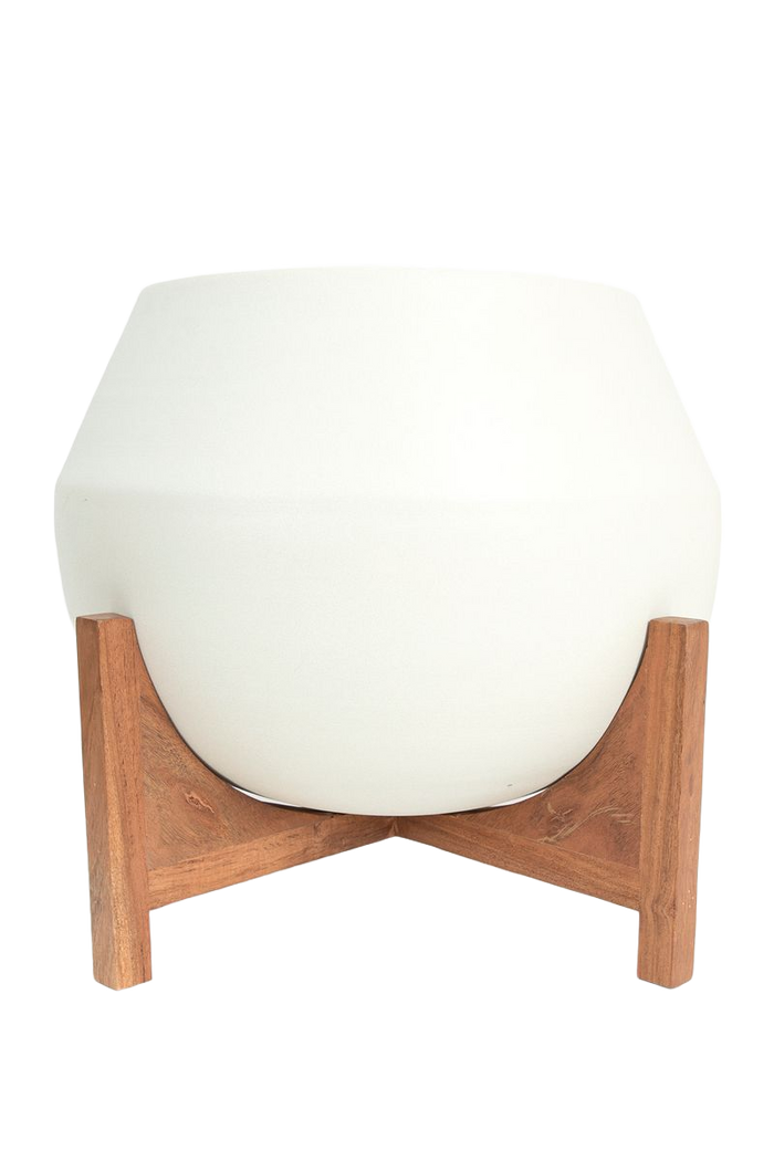 Sissy-Boy Witte plantenpot met houten standaard