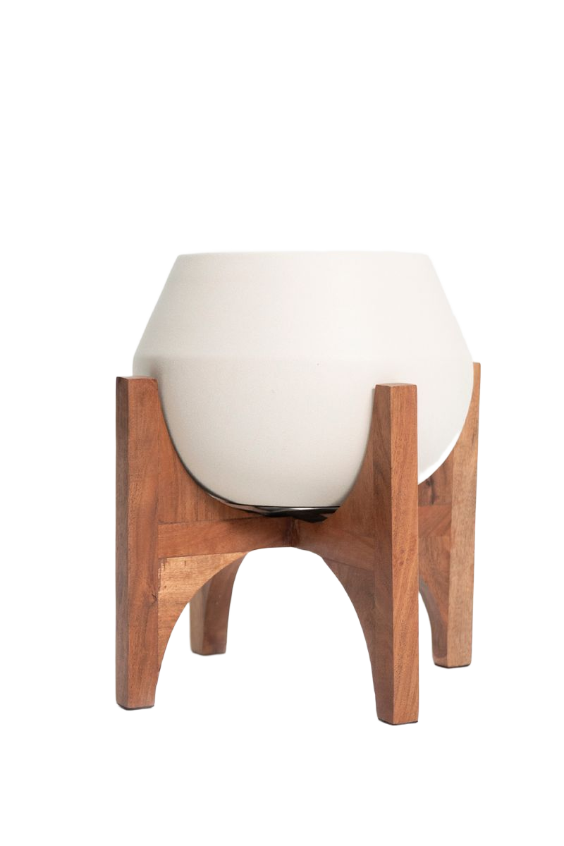 Sissy-Boy Witte plantenpot met houten standaard