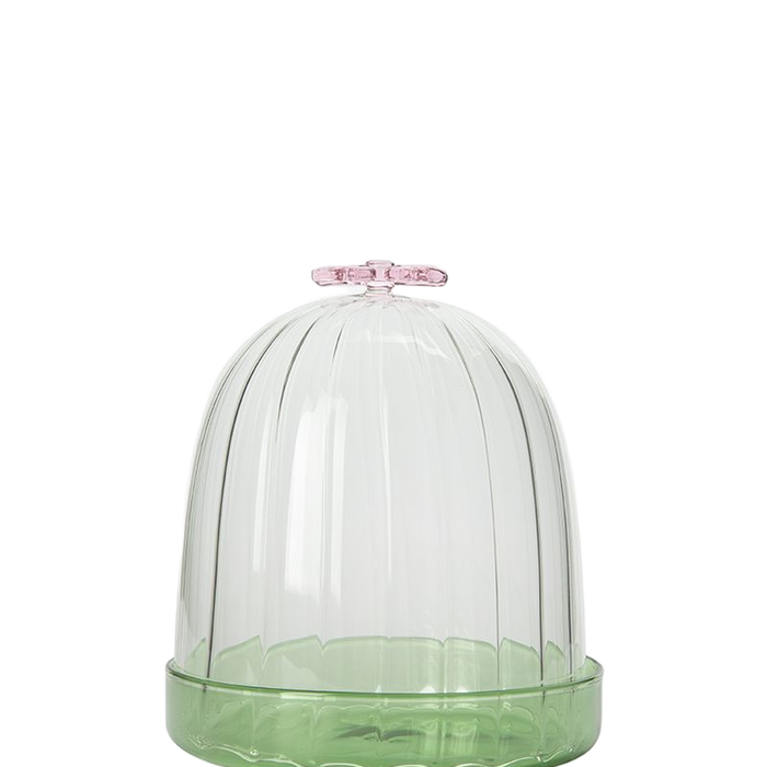 Sissy-Boy Glazen stolp met roze strikje