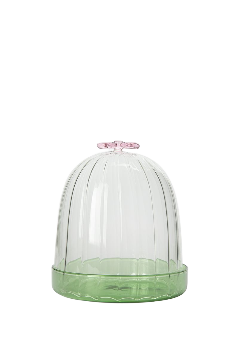 Sissy-Boy Glazen stolp met roze strikje